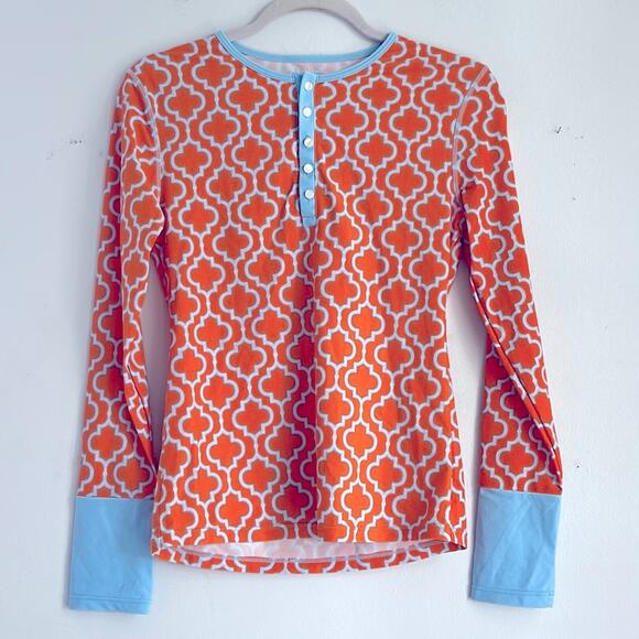 Cabana Life 1/4 button up printed swim beach sun rash guard sz S - Picture 1 of 6